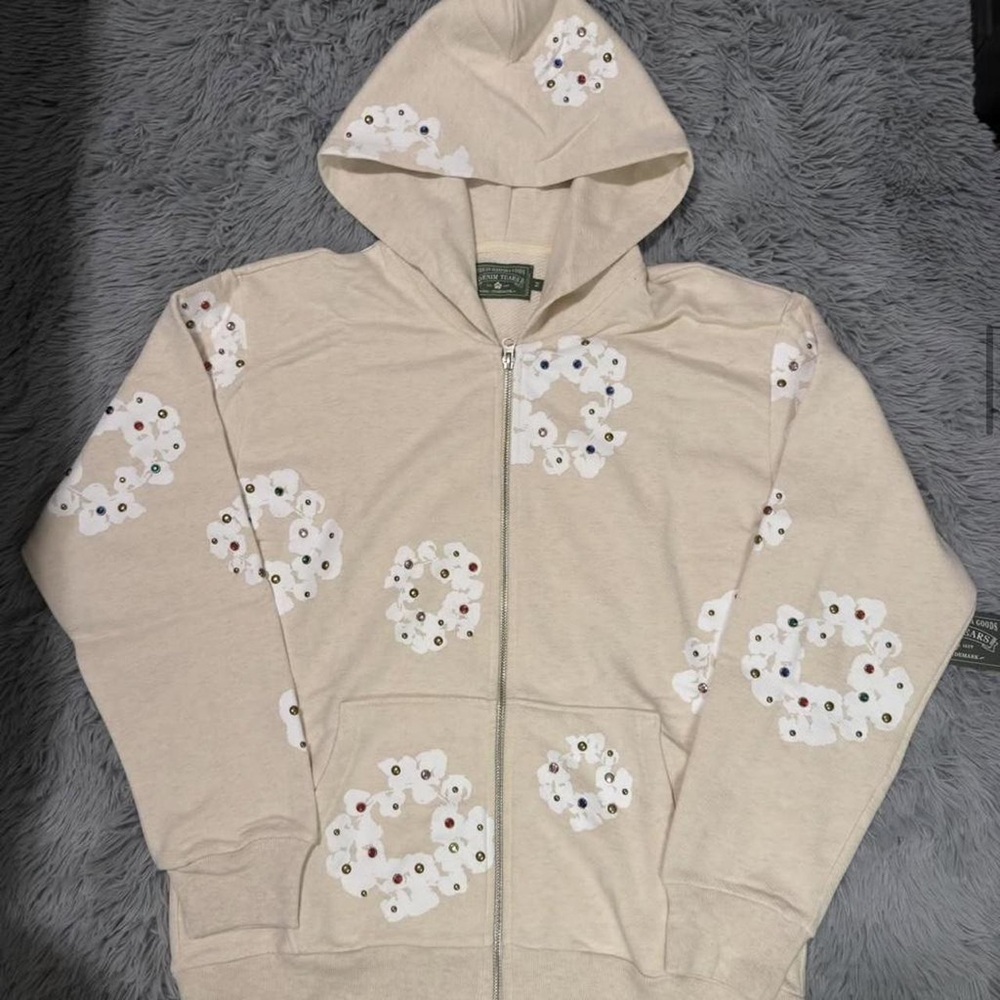 Beige Floral Hoodie
